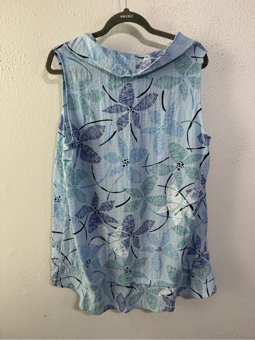 Habitat Light Blue Floral Cowl Neck Sleeveless Top tunic large - Picture 7 of 7
